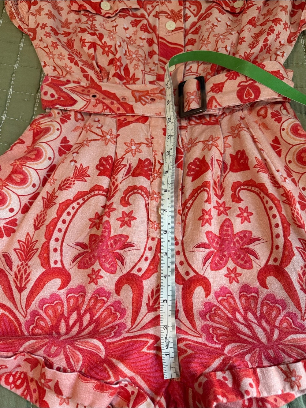 FARM Rio Pink Coral Floral Paisley Belted Romper XS - Picture 6 of 8